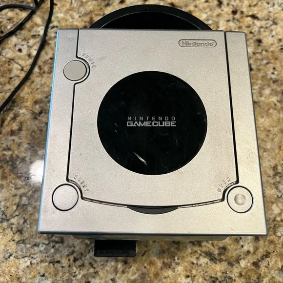 Nintendo GameCube with two controllers and cables, Super Smash Melee game